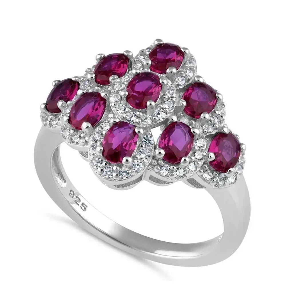 Sterling Silver Oval Ruby Cocktail Ring – Glamour Redefined New